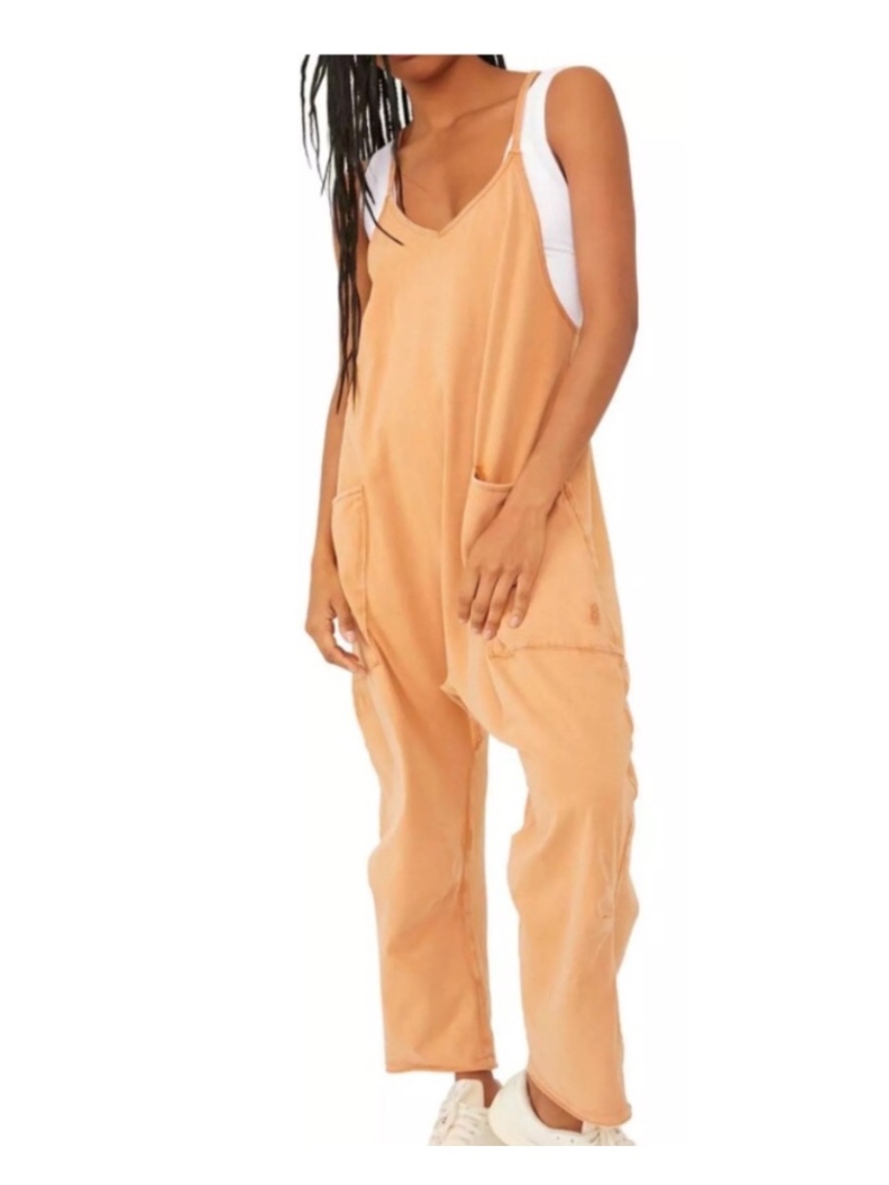 Free People Peach-Orange Utility Jumpsuit